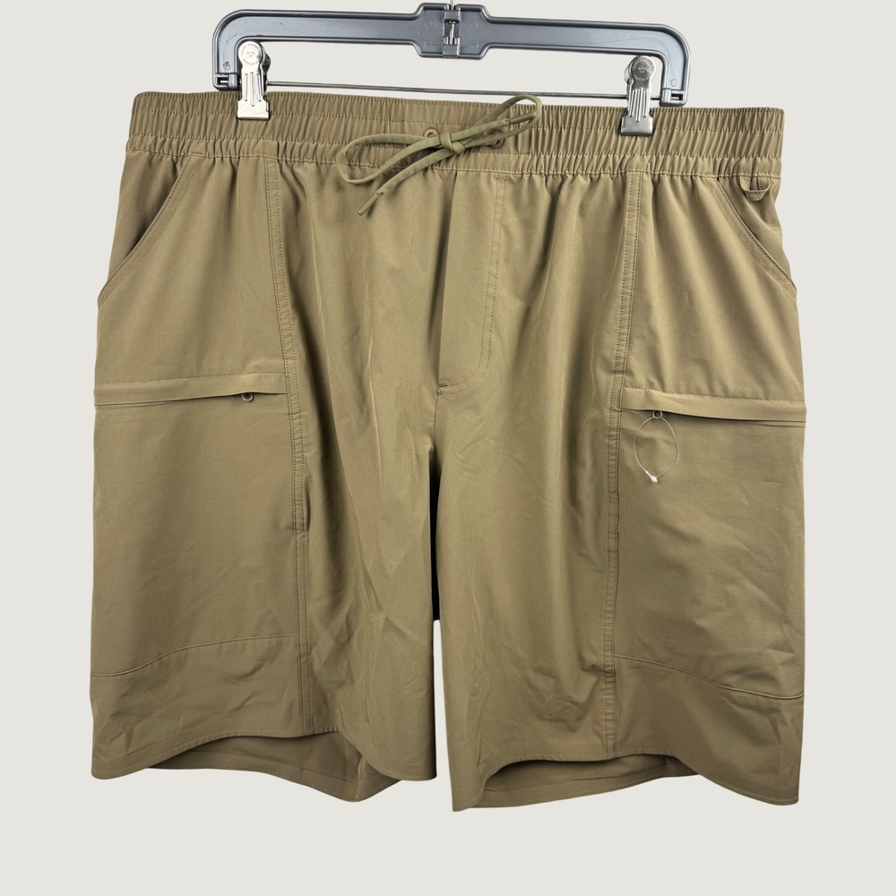 Lands End Performance Shorts Mens XL Khaki Tan Stretch Cargo Hiking Gorpcore